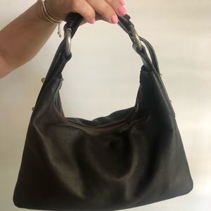 Classic, Chocolate Brown Leather Horsebit Hobo Bag